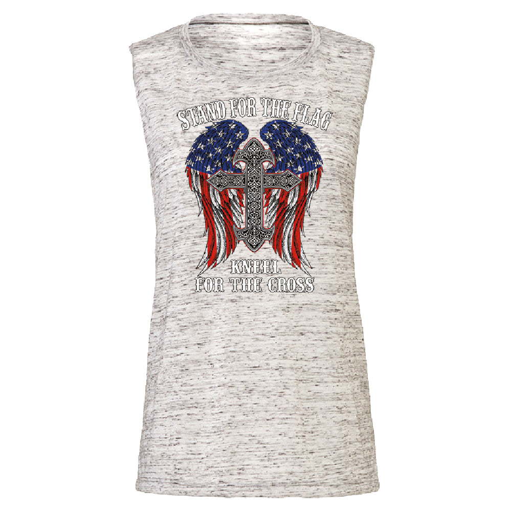 Stand For The Flag Kneel For The Cross Women's Muscle Tank American Flag Tee 
