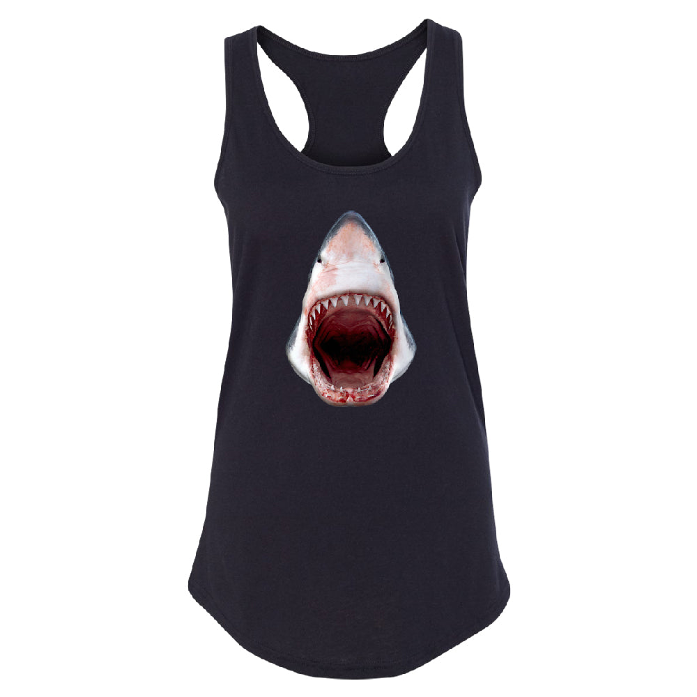 Great White Shark 3D Print Women's Racerback Animals Shark Teeth Gift Shirt 