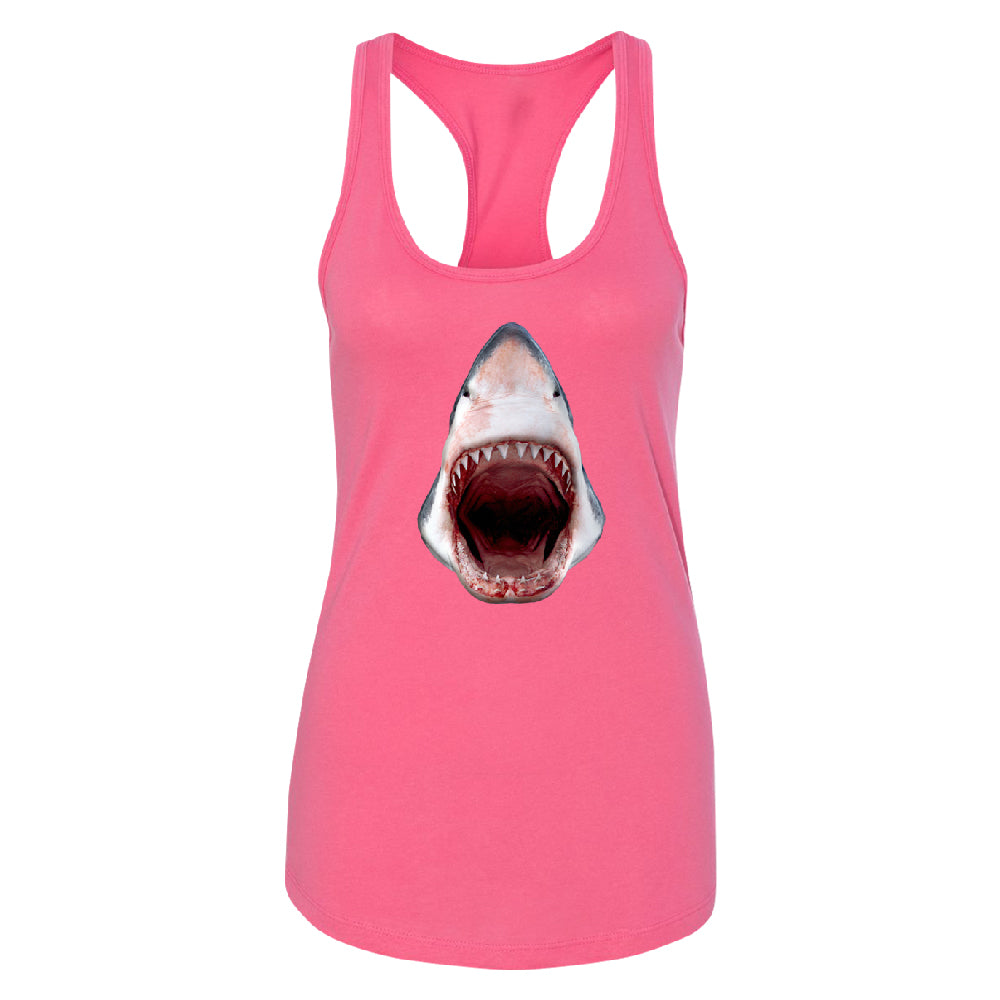 Great White Shark 3D Print Women's Racerback Animals Shark Teeth Gift Shirt 