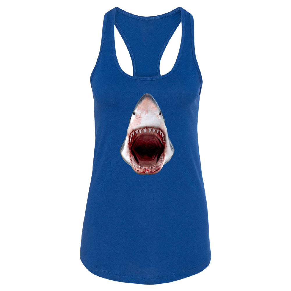 Great White Shark 3D Print Women's Racerback Animals Shark Teeth Gift Shirt 