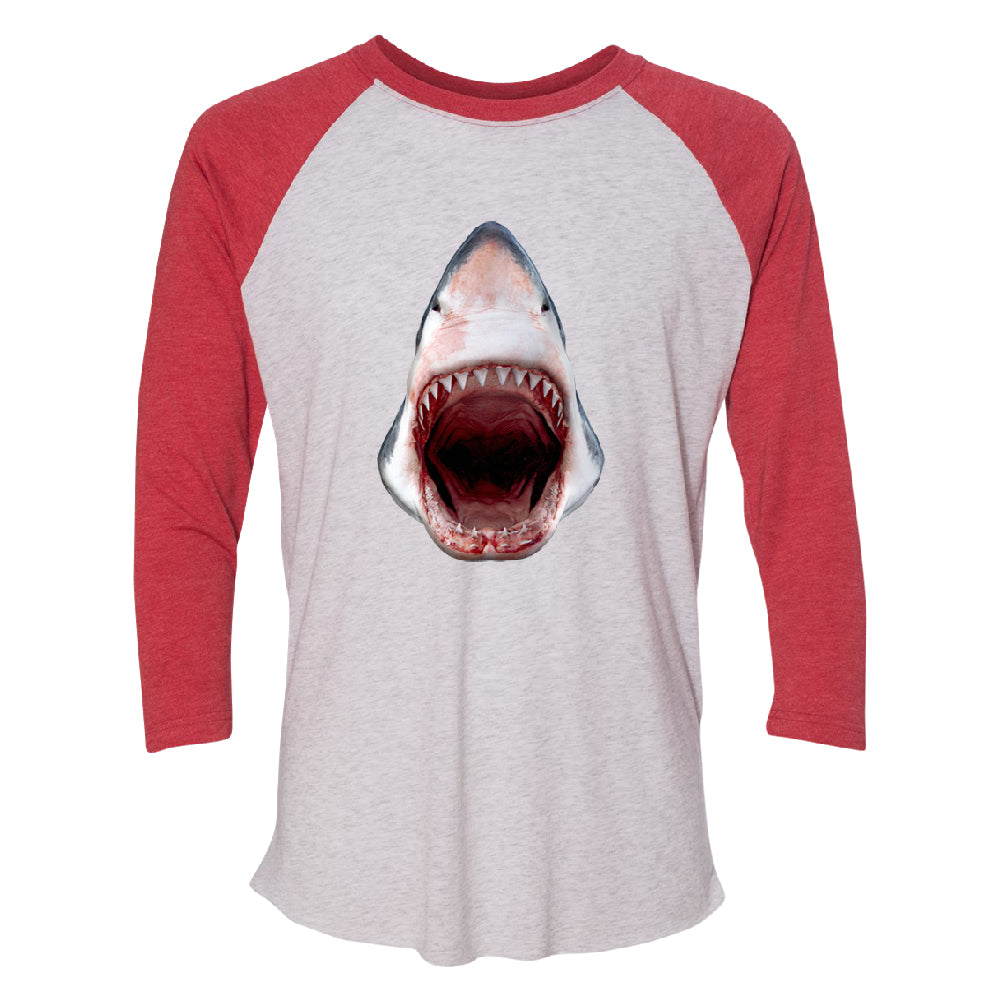 Great White Shark 3D Print 3/4 Raglan Tee 