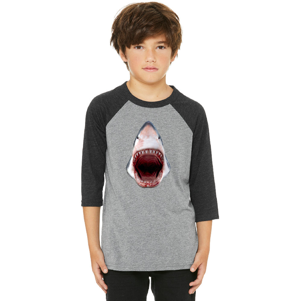 Great White Shark 3D Print Youth Raglan Animals Shark Teeth Gift Jersey 