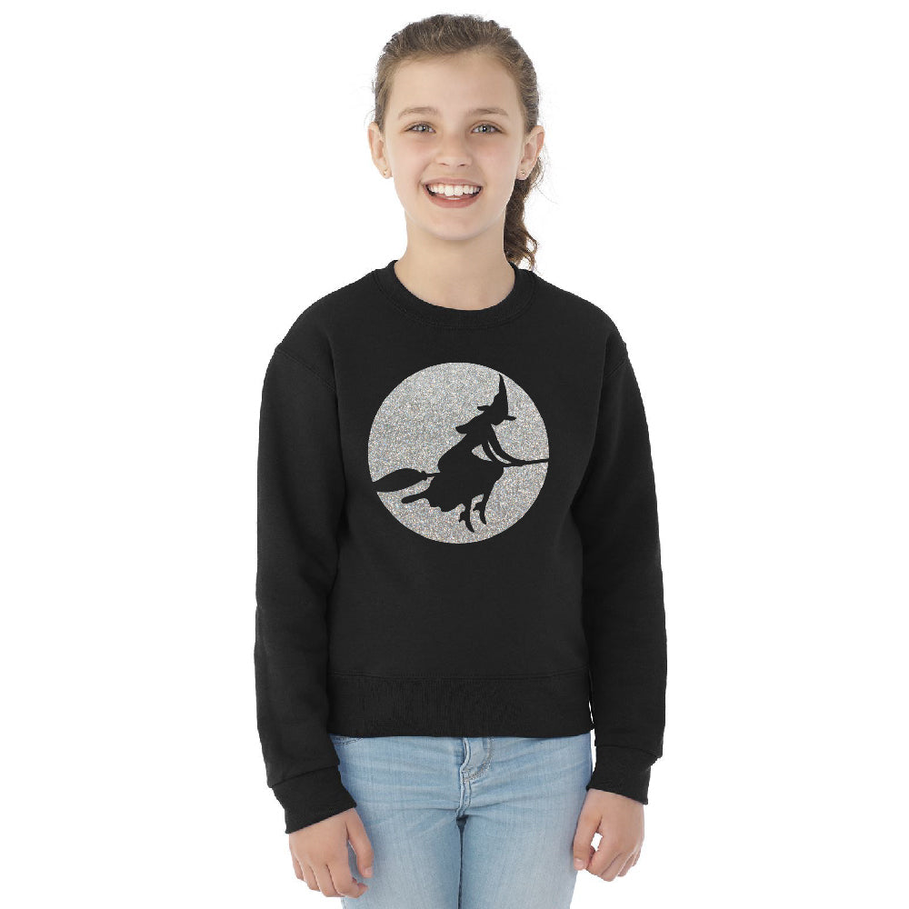 Full Moon Witch Sillouette Youth Crewneck Halloween Costume SweatShirt 