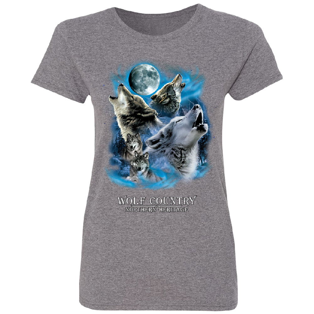 Wolves Howling Full Moon Women's T-Shirt 