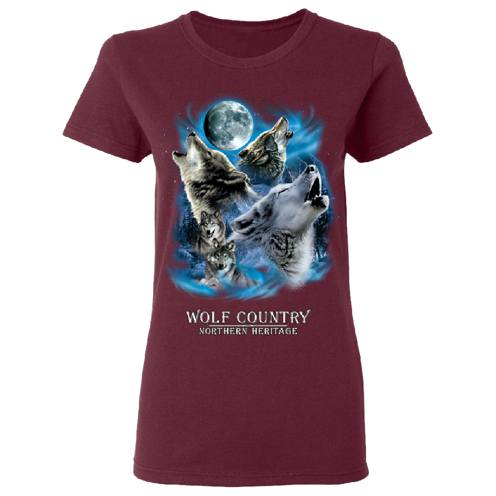 Wolves Howling Full Moon Women's T-Shirt 