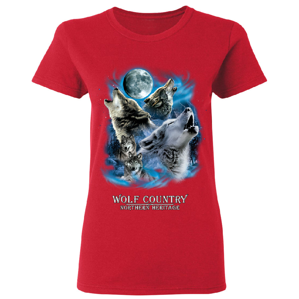 Wolves Howling Full Moon Women's T-Shirt 
