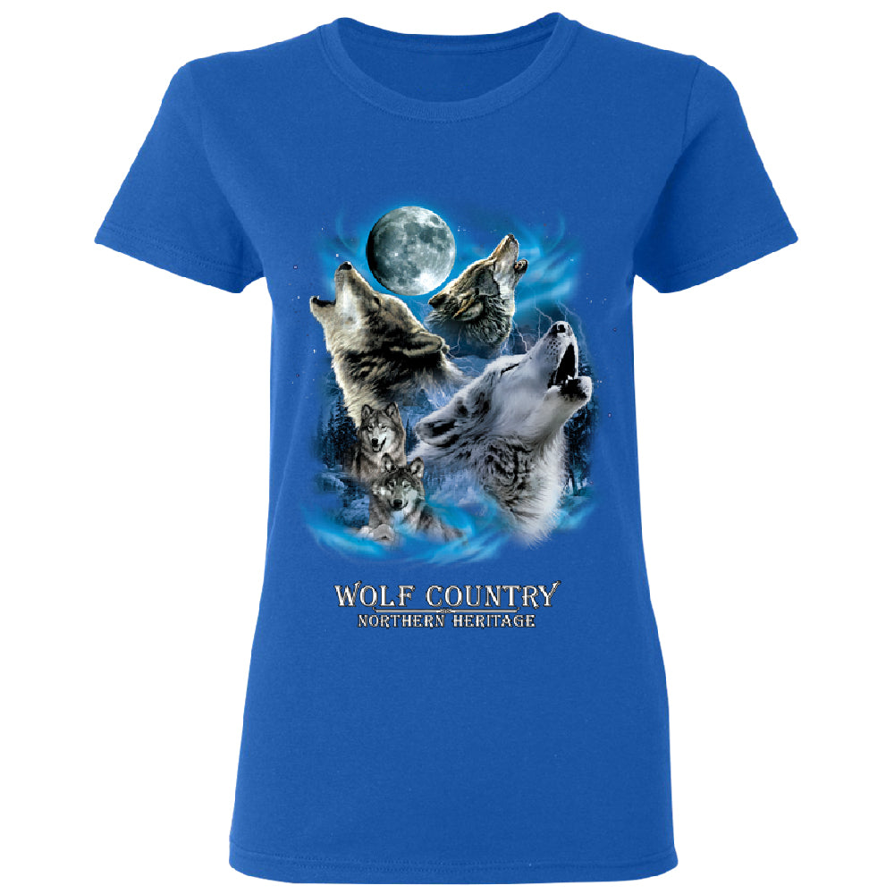 Wolves Howling Full Moon Women's T-Shirt 