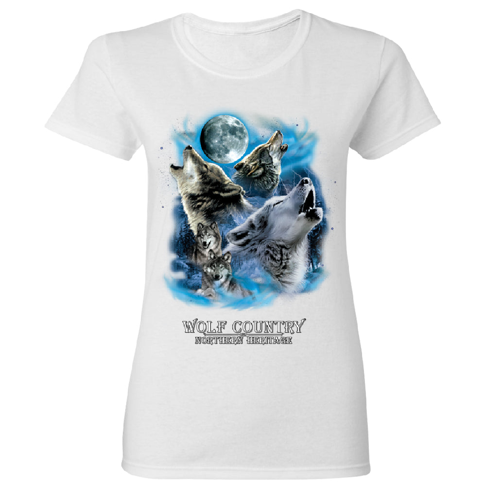 Wolves Howling Full Moon Women's T-Shirt 