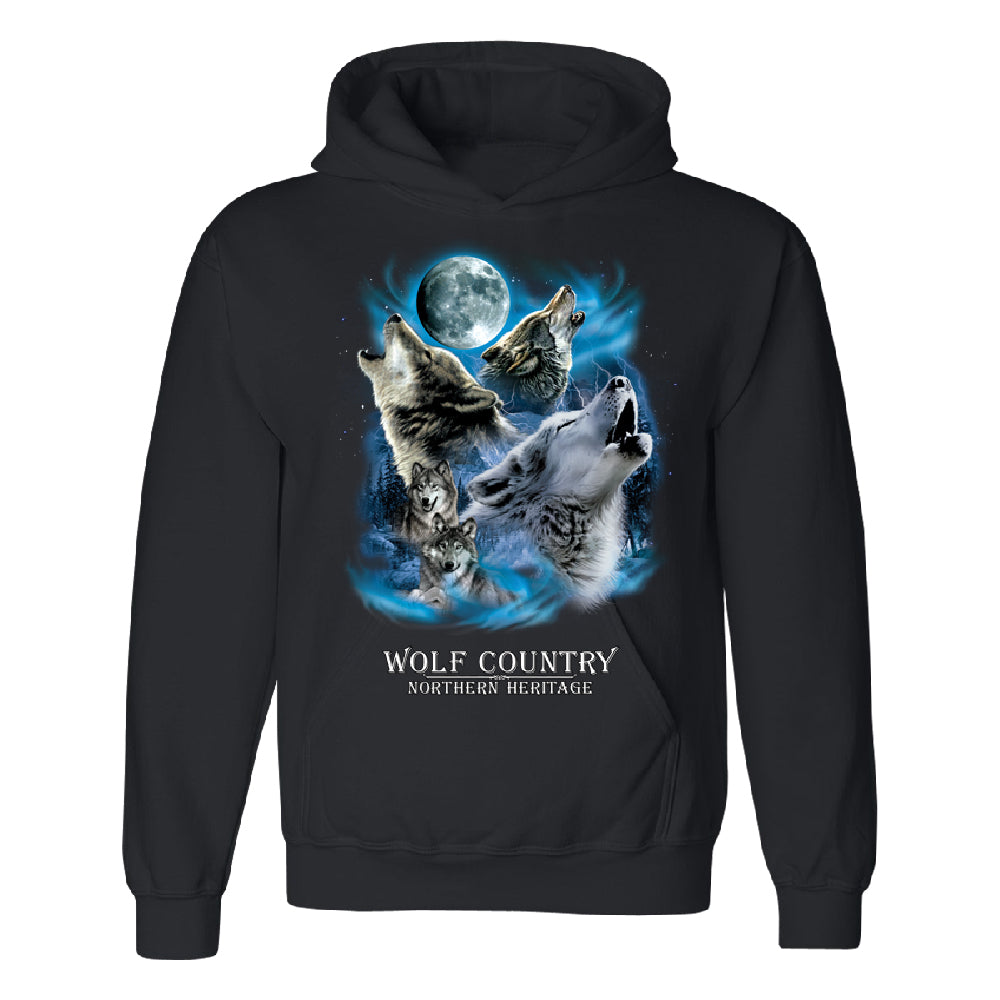 Wolves Howling Full Moon Unisex Hoodie Country Northern Heritage Sweater 