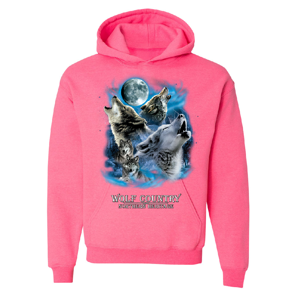 Wolves Howling Full Moon Unisex Hoodie Country Northern Heritage Sweater 
