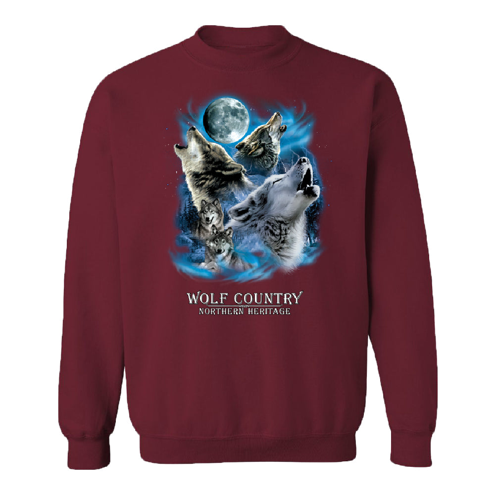 Wolves Howling Full Moon Unisex Crewneck Country Northern Heritage Sweater 