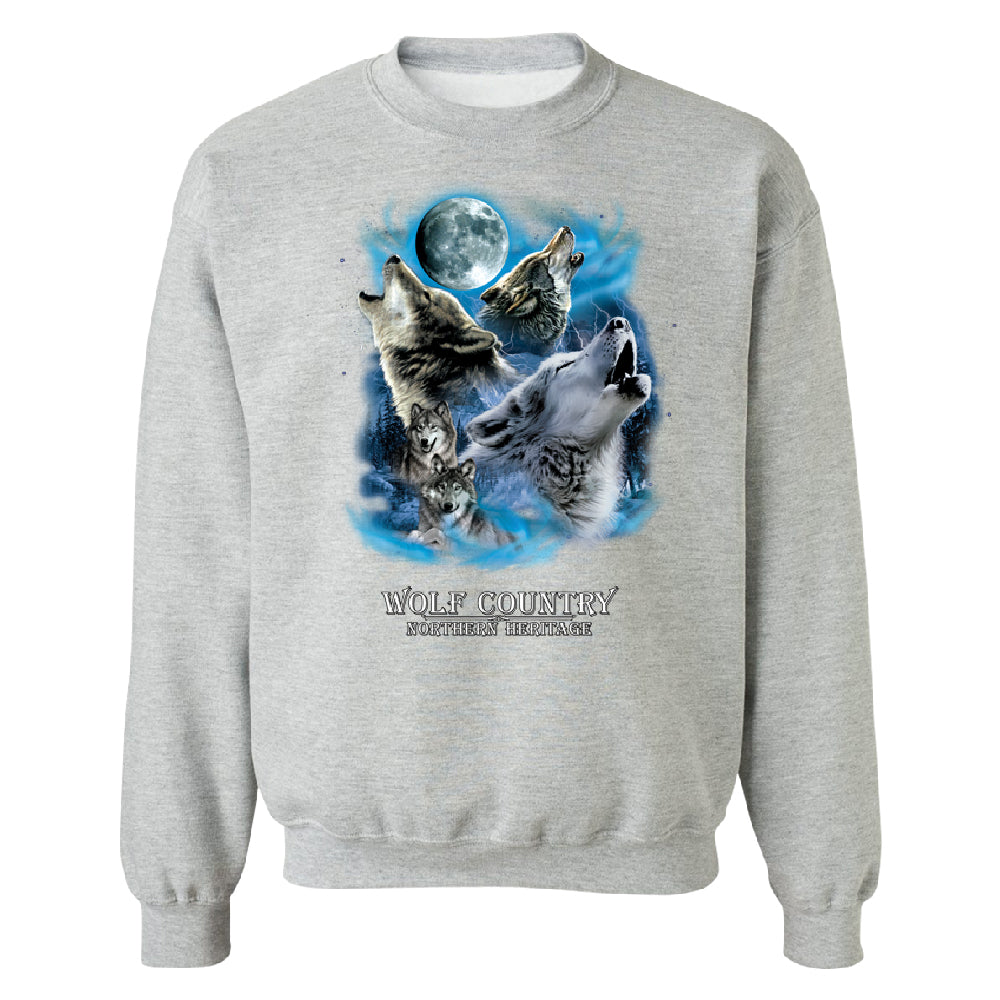 Wolves Howling Full Moon Unisex Crewneck Country Northern Heritage Sweater 