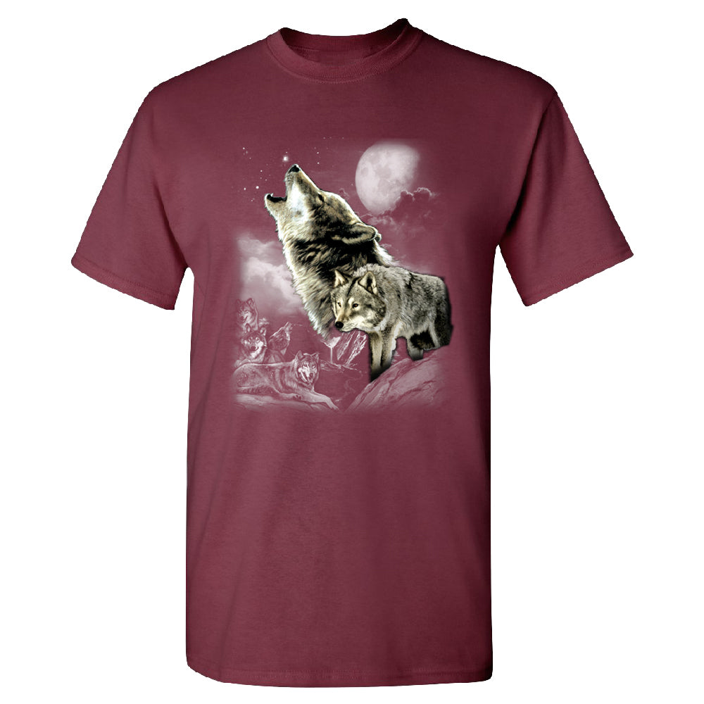 Wolves Wildness Howling Full Moon Men's T-Shirt 