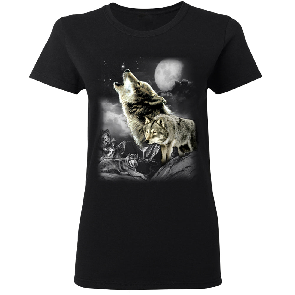 Wolves Wildness Howling Full Moon Women's T-Shirt 