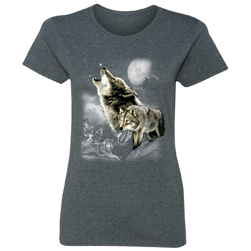 Wolves Wildness Howling Full Moon Women's T-Shirt 