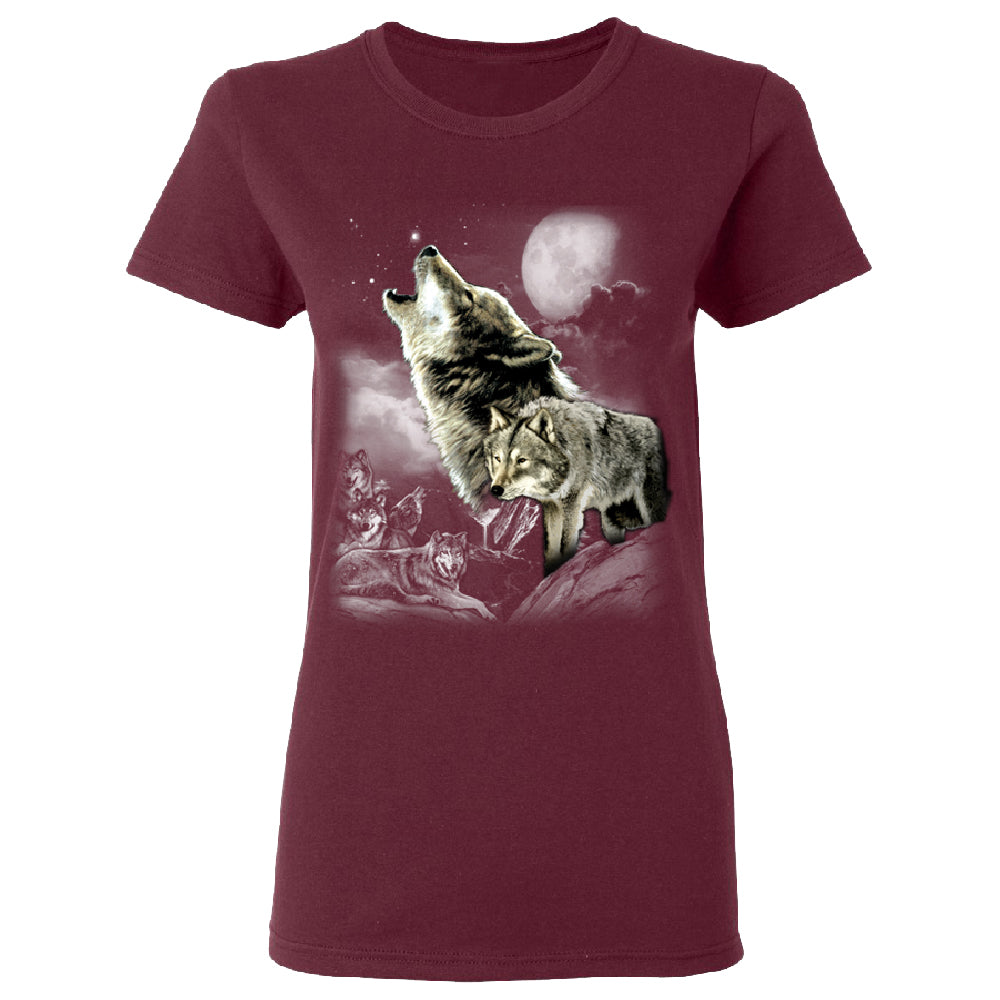 Wolves Wildness Howling Full Moon Women's T-Shirt 