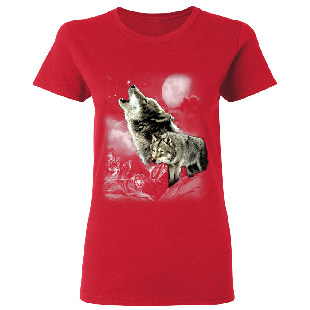Wolves Wildness Howling Full Moon Women's T-Shirt 
