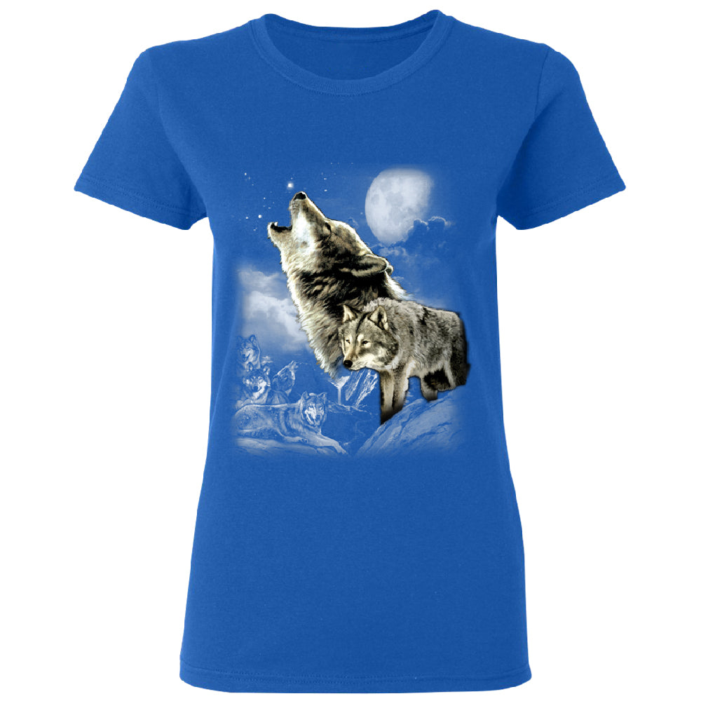 Wolves Wildness Howling Full Moon Women's T-Shirt 