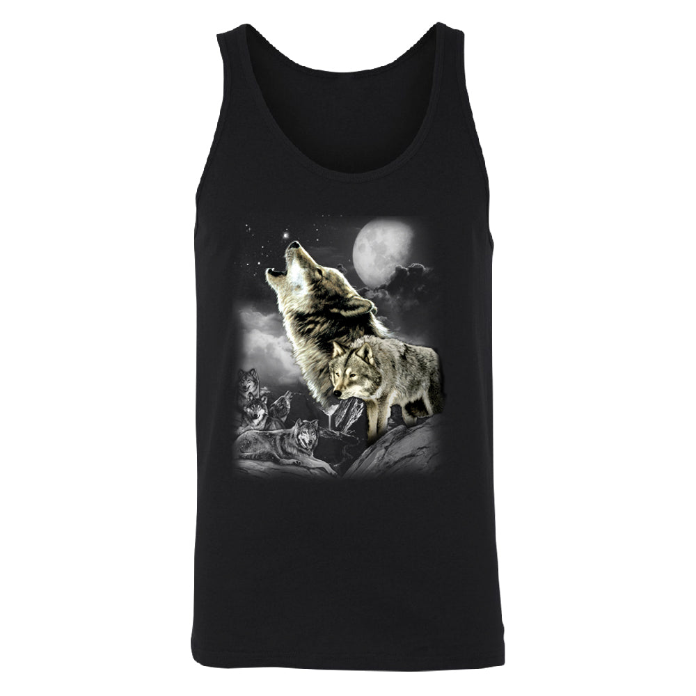 Wolves Wildness Howling Full Moon Men's Tank Top Wolf the Mountain Shirt 