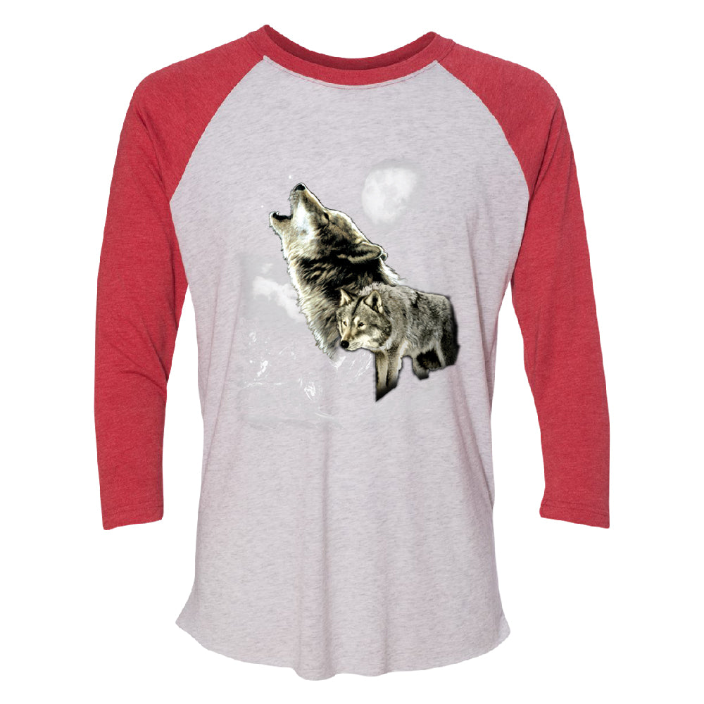 Wolves Wildness Howling Full Moon 3/4 Raglan Tee 