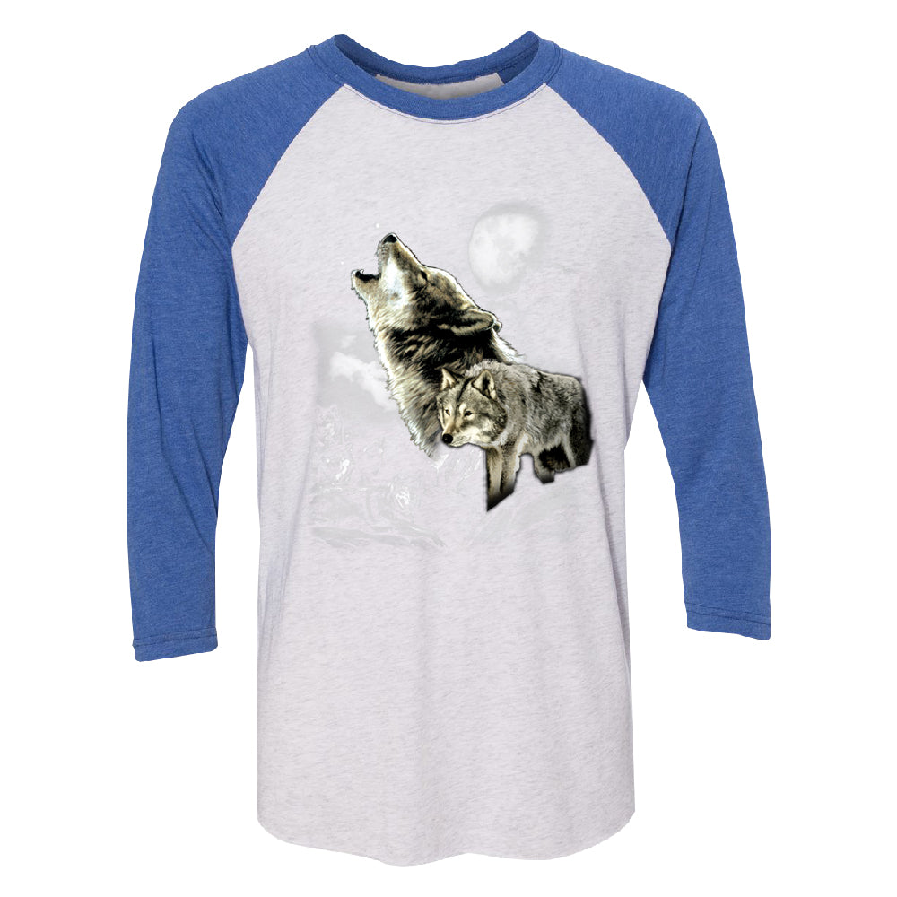 Wolves Wildness Howling Full Moon 3/4 Raglan Tee 