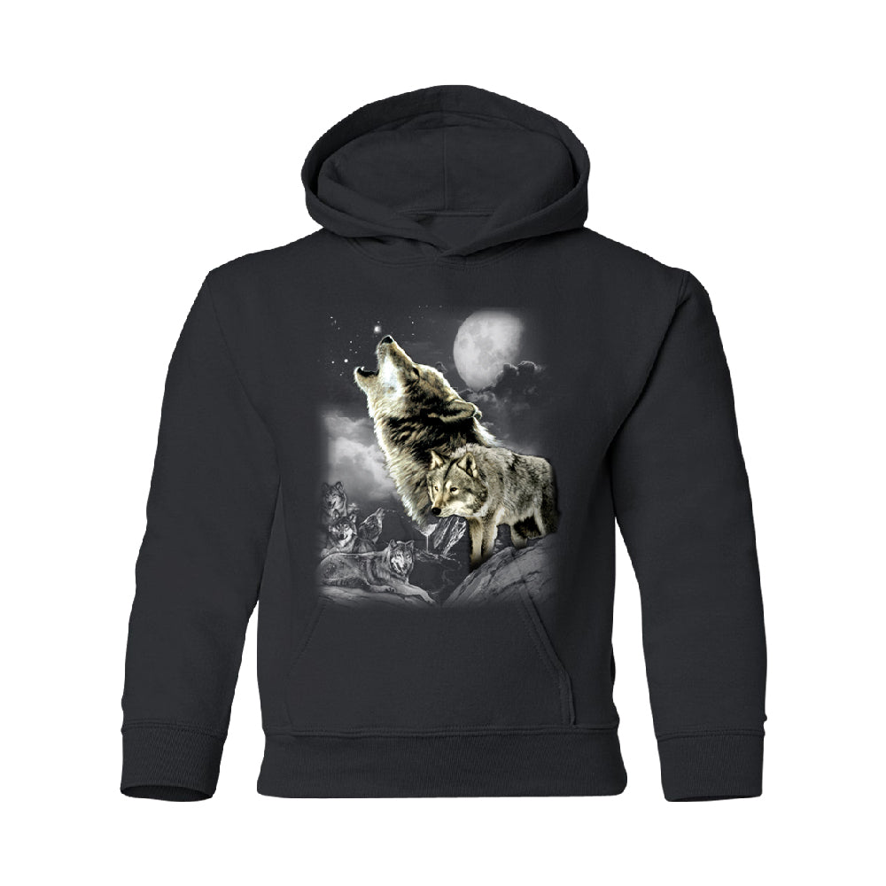 Wolves Wildness Howling Full Moon YOUTH Hoodie Wolf the Mountain SweatShirt 