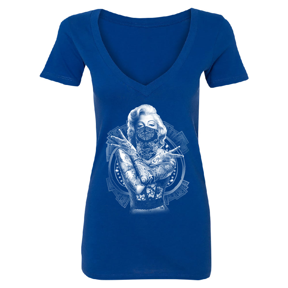 Marilyn Monroe West Side Gang Women's Deep V-neck Blonde Bombshell Tee 