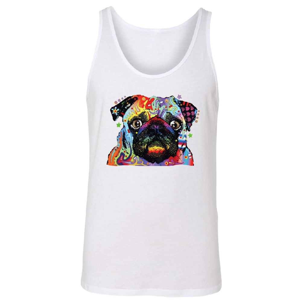 Official Dean Russo Colorful Pug Men's Tank Top Neon Cute Dog Shirt 