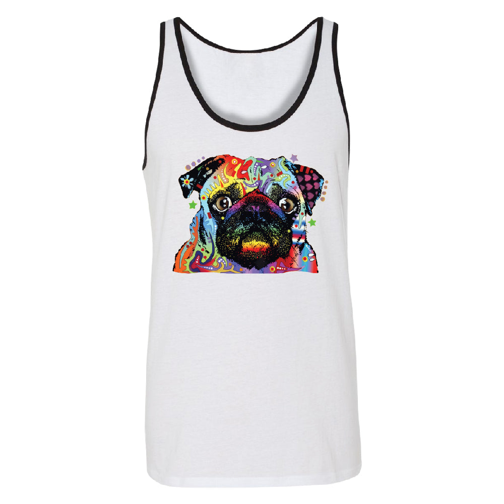 Official Dean Russo Colorful Pug Men's Tank Top Neon Cute Dog Shirt 