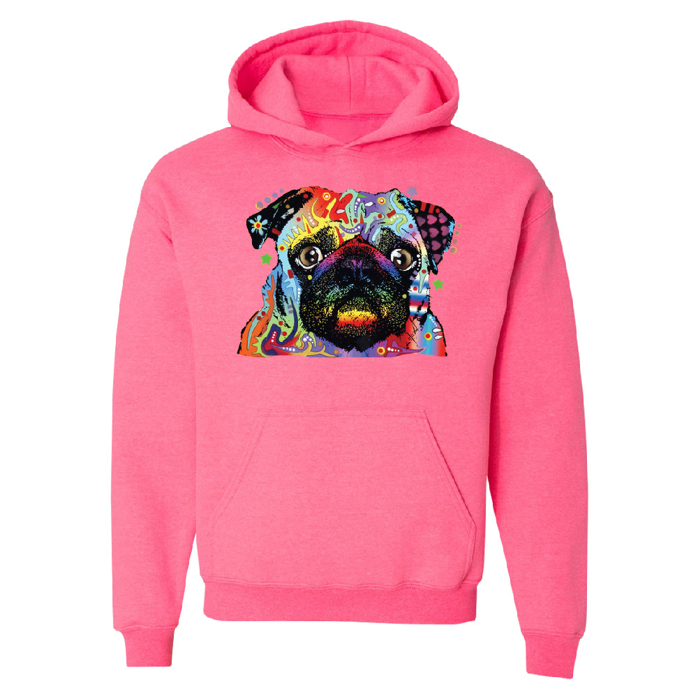 Official Dean Russo Colorful Pug Unisex Hoodie Neon Cute Dog Sweater 