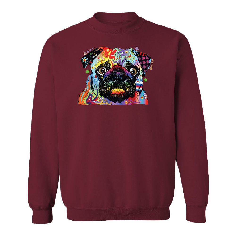 Official Dean Russo Colorful Pug Unisex Crewneck Neon Cute Dog Sweater 