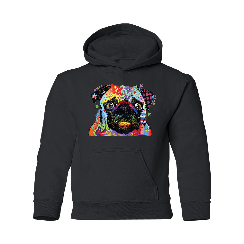 Official Dean Russo Colorful Pug YOUTH Hoodie Neon Cute Dog SweatShirt 