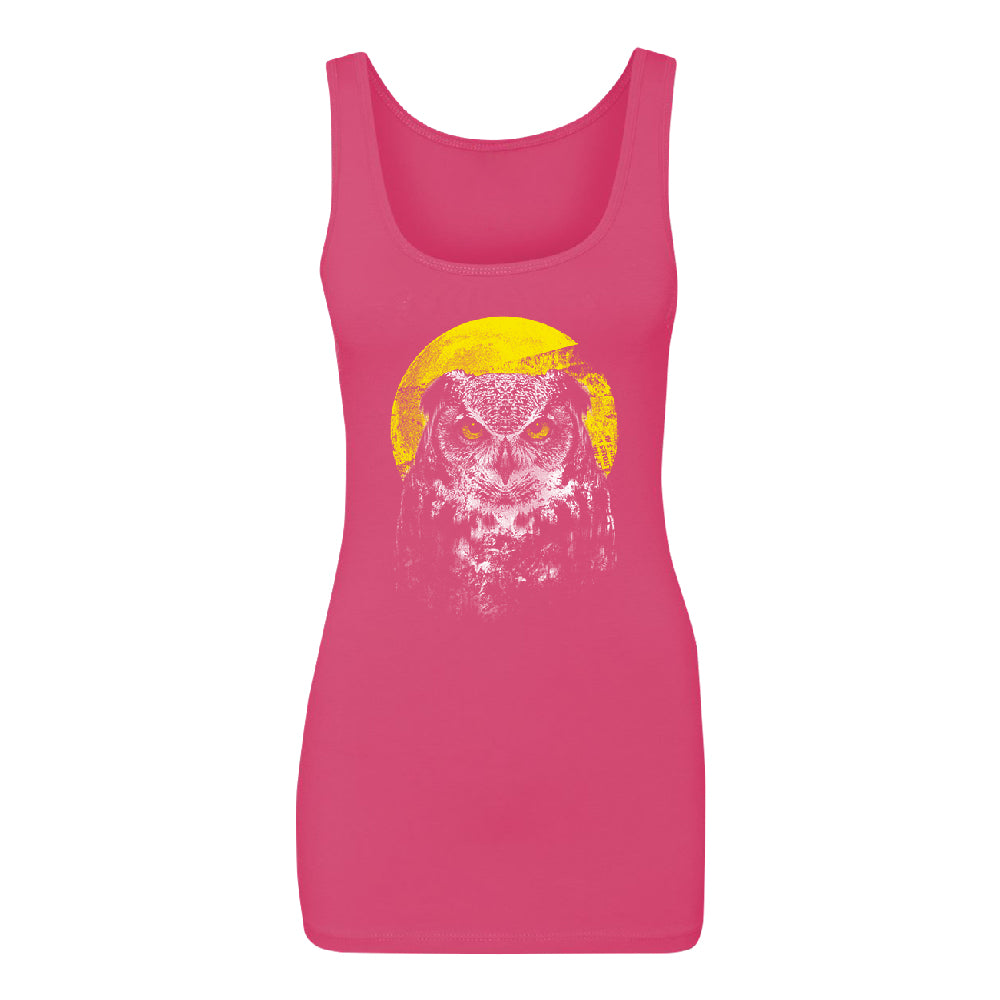 Night Warrior Owl Women's Tank Top Full Moon Angry Owl Shirt 