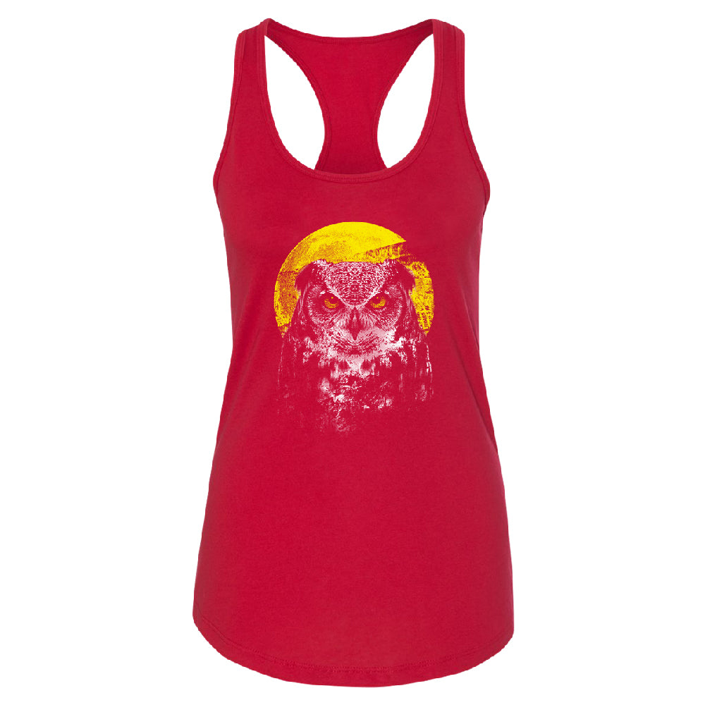 Night Warrior Owl Women's Racerback Full Moon Angry Owl Shirt 