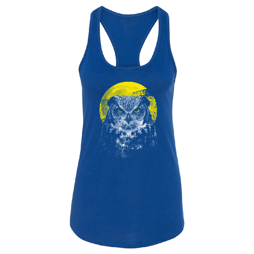 Night Warrior Owl Women's Racerback Full Moon Angry Owl Shirt 