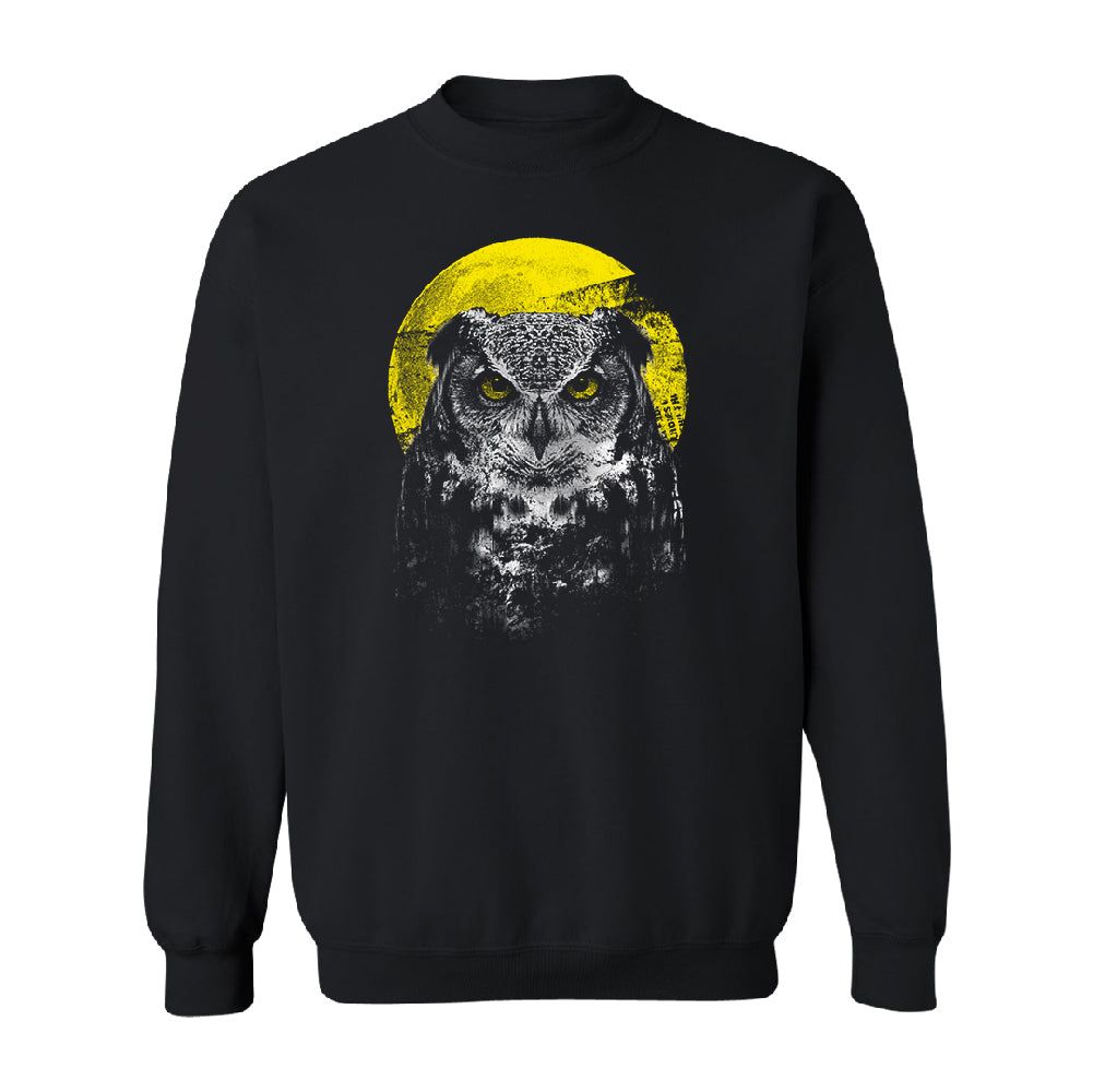 Night Warrior Owl Unisex Crewneck Full Moon Angry Owl Sweater 