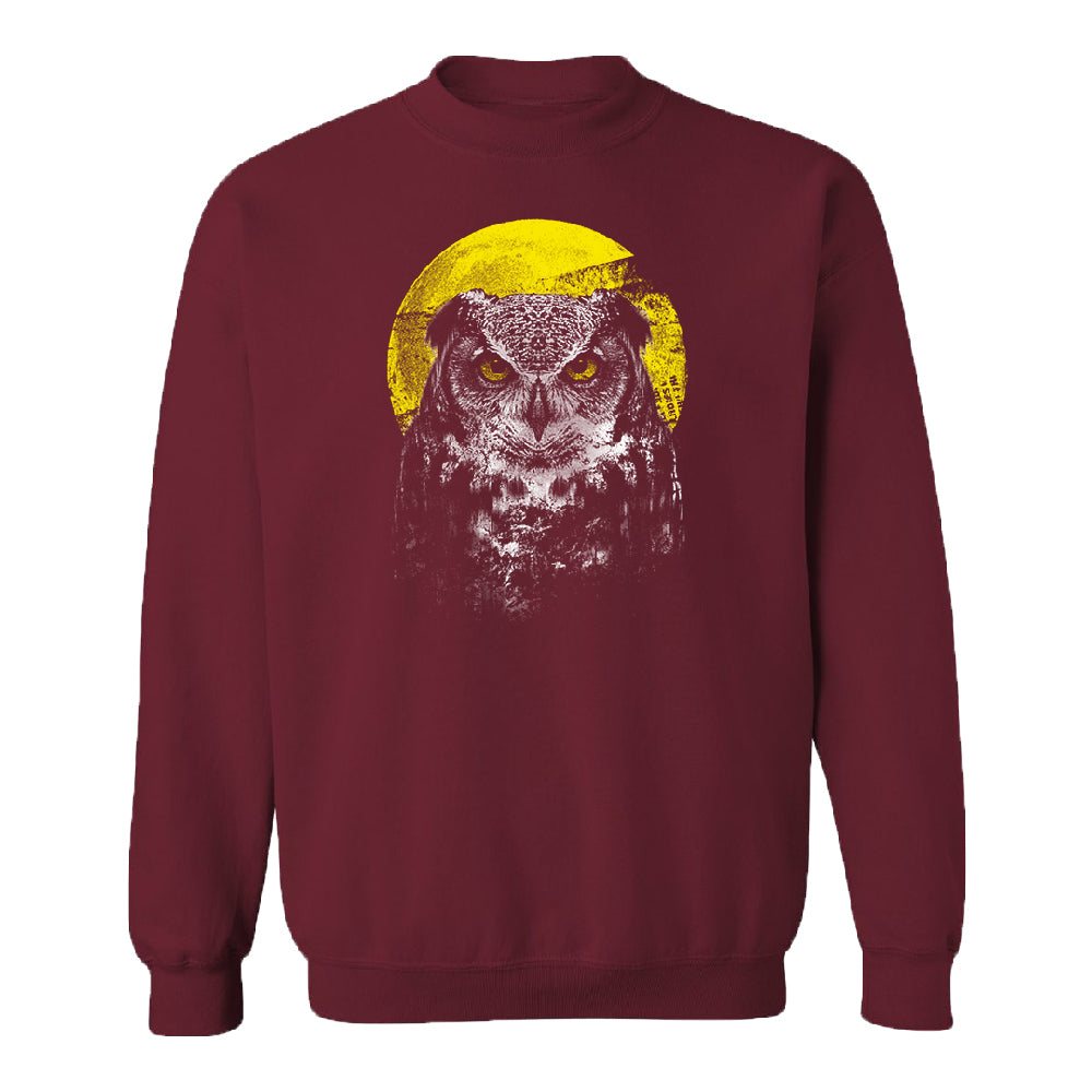 Night Warrior Owl Unisex Crewneck Full Moon Angry Owl Sweater 