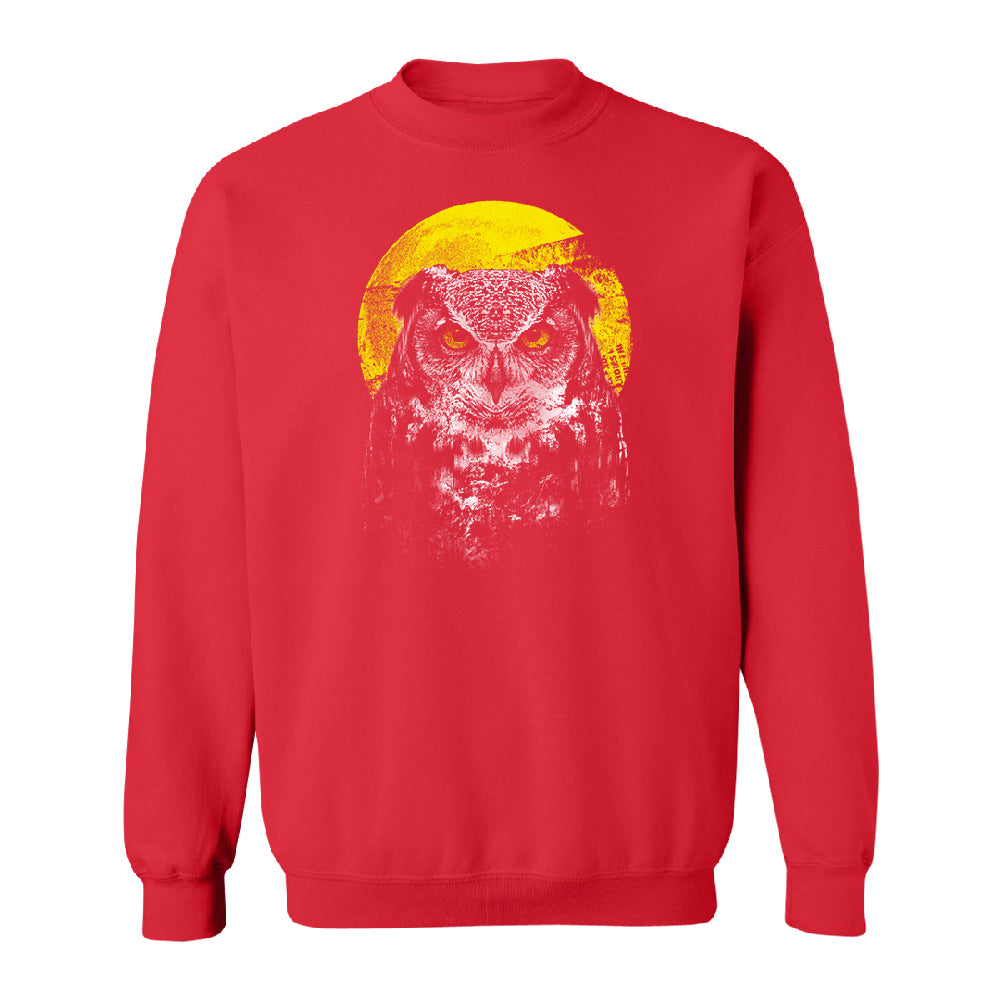 Night Warrior Owl Unisex Crewneck Full Moon Angry Owl Sweater 