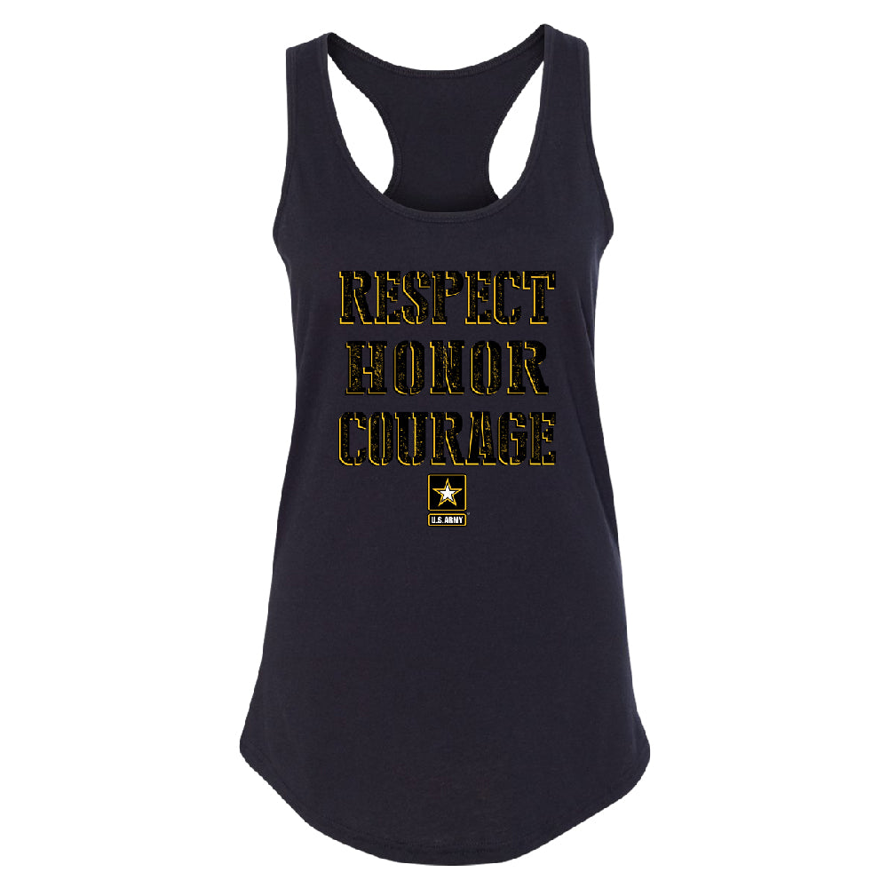 US Army Respect Honor Courage Women's Racerback Strong Military USA Shirt 