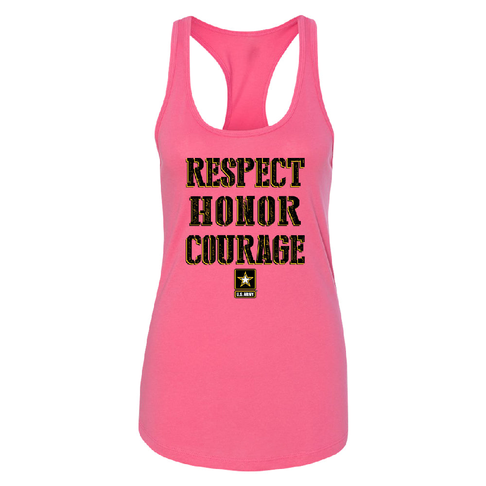 US Army Respect Honor Courage Women's Racerback Strong Military USA Shirt 