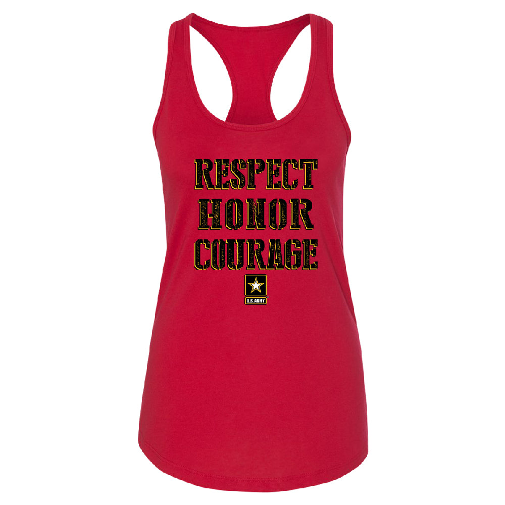 US Army Respect Honor Courage Women's Racerback Strong Military USA Shirt 