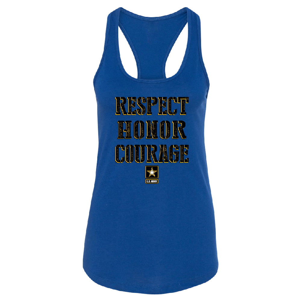 US Army Respect Honor Courage Women's Racerback Strong Military USA Shirt 