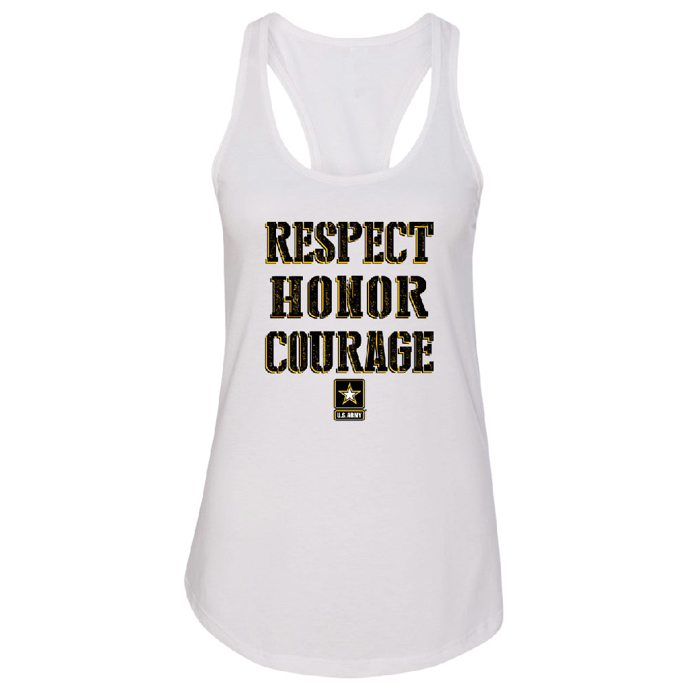 US Army Respect Honor Courage Women's Racerback Strong Military USA Shirt 