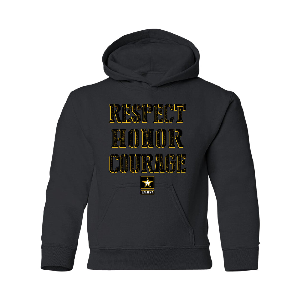 US Army Respect Honor Courage YOUTH Hoodie Strong Military USA SweatShirt 