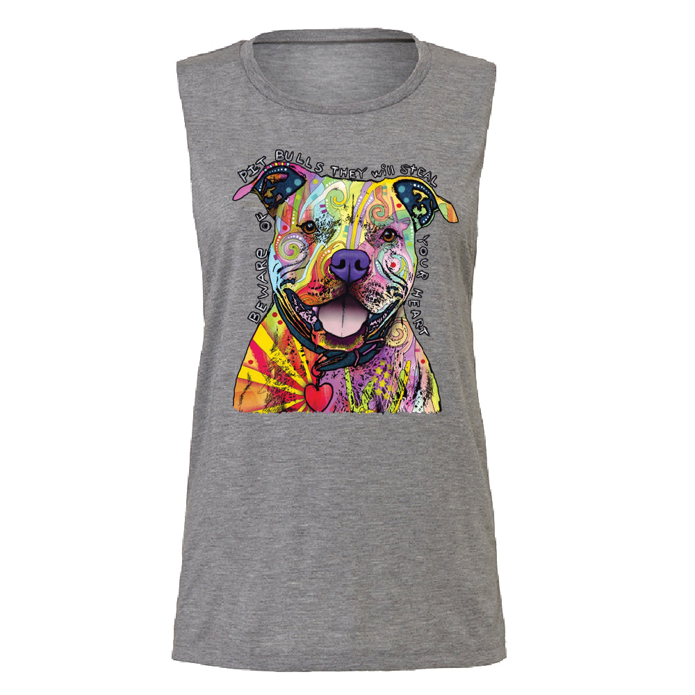 Oficial Dean Russo Women's Muscle Tank Colorful Lovely of Pit Bulls Tee 