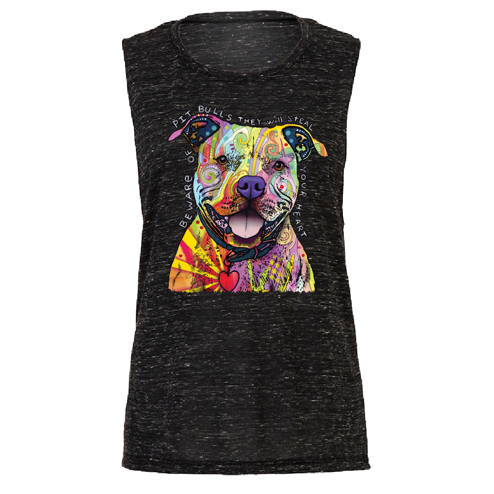 Oficial Dean Russo Women's Muscle Tank Colorful Lovely of Pit Bulls Tee 