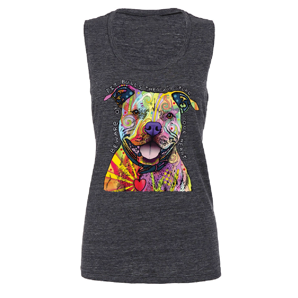 Oficial Dean Russo Women's Muscle Tank Colorful Lovely of Pit Bulls Tee 