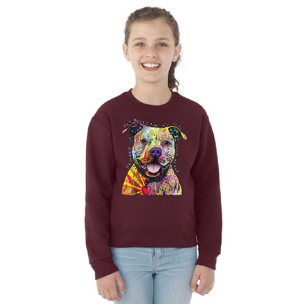 Oficial Dean Russo Youth Crewneck Colorful Lovely of Pit Bulls SweatShirt 