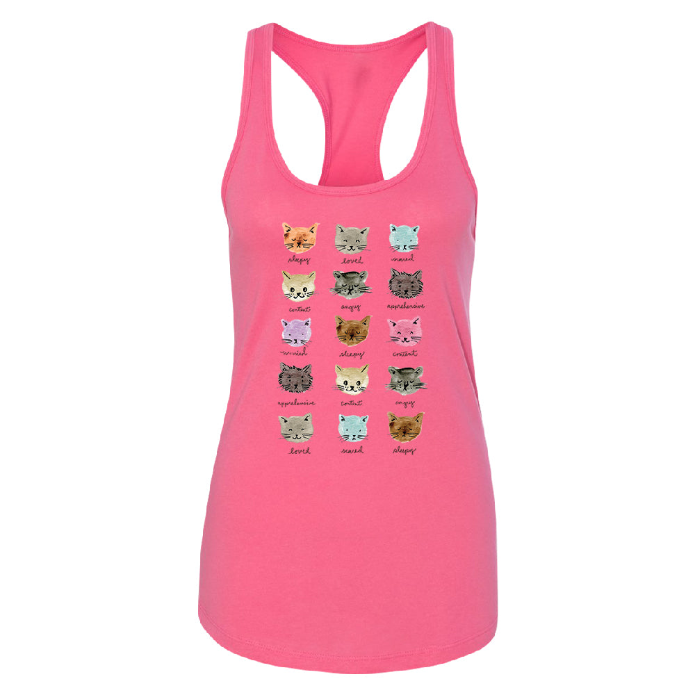 Cute Rainbow Moody Kittens Women's Racerback Colorful Sweet Kittens Shirt 