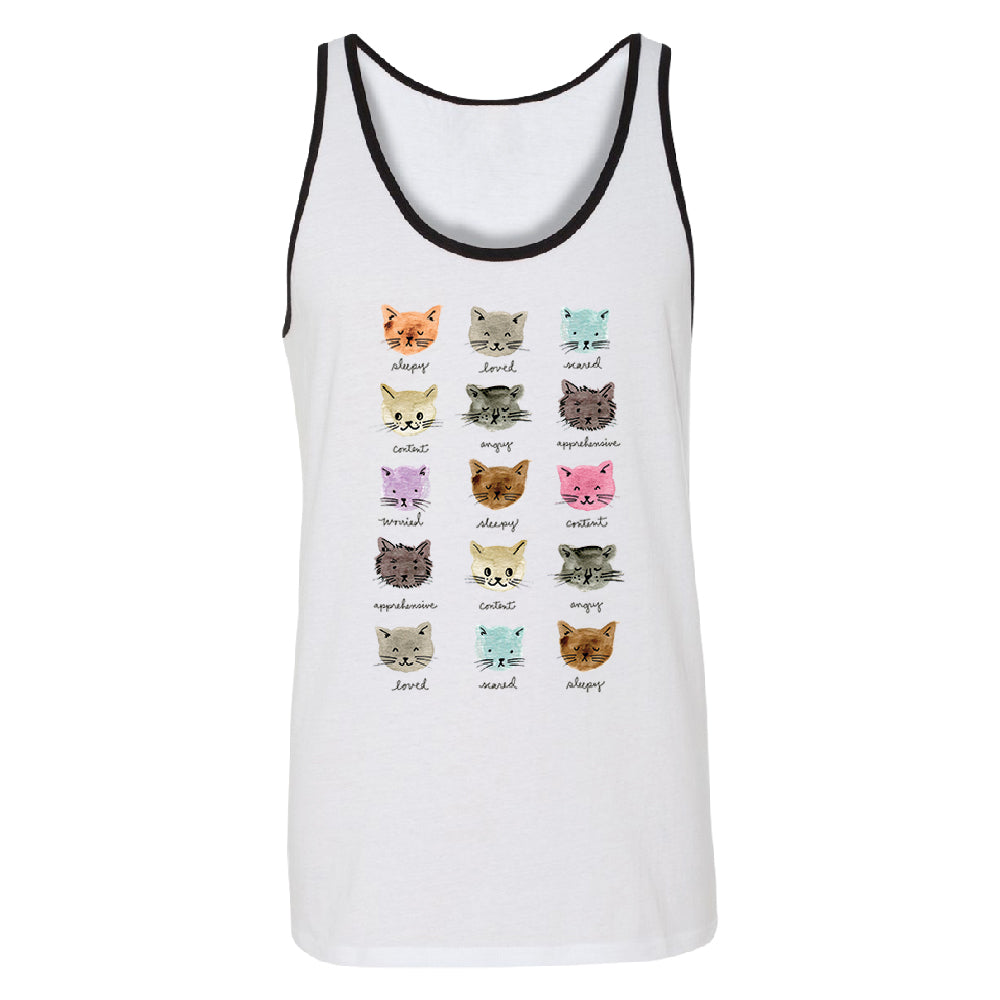 Cute Rainbow Moody Kittens Men's Tank Top Colorful Sweet Kittens Shirt 